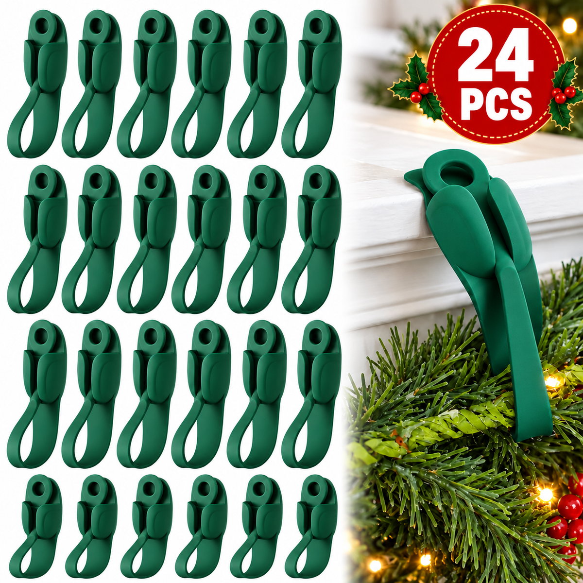 🎄🌿 No-Drill Christmas Garland Hangers ✨🏡 | Flexible Silicone Hooks for Mantels & Staircases