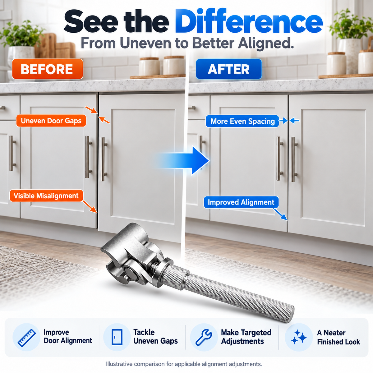 🔧 Adjustable Steel Hinge Wrench – Precision Door Hinge Adjustment Tool with Articulated Head & Anti-Slip Grip