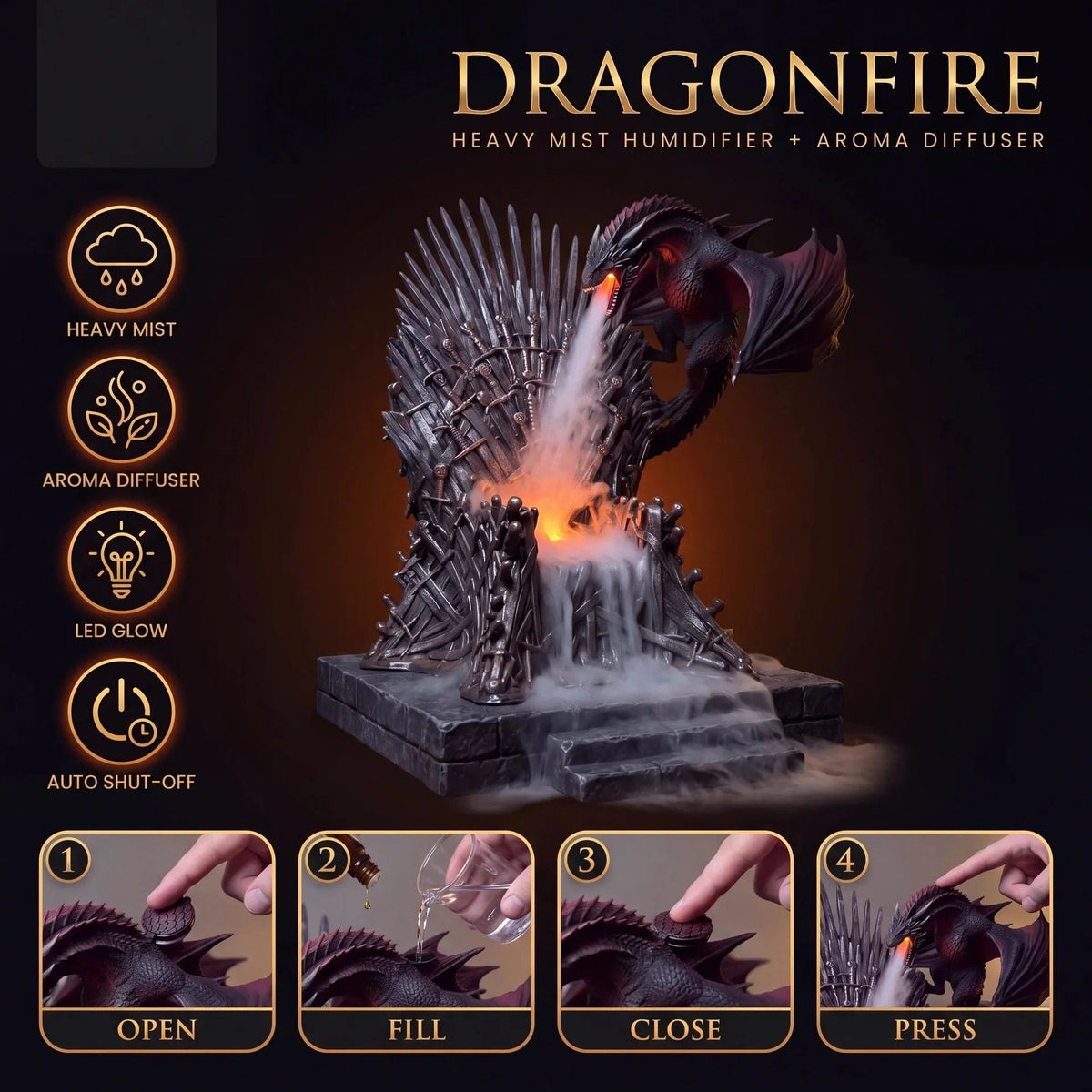 🐲Dracarys – Light-Up Dragon Mist Humidifier