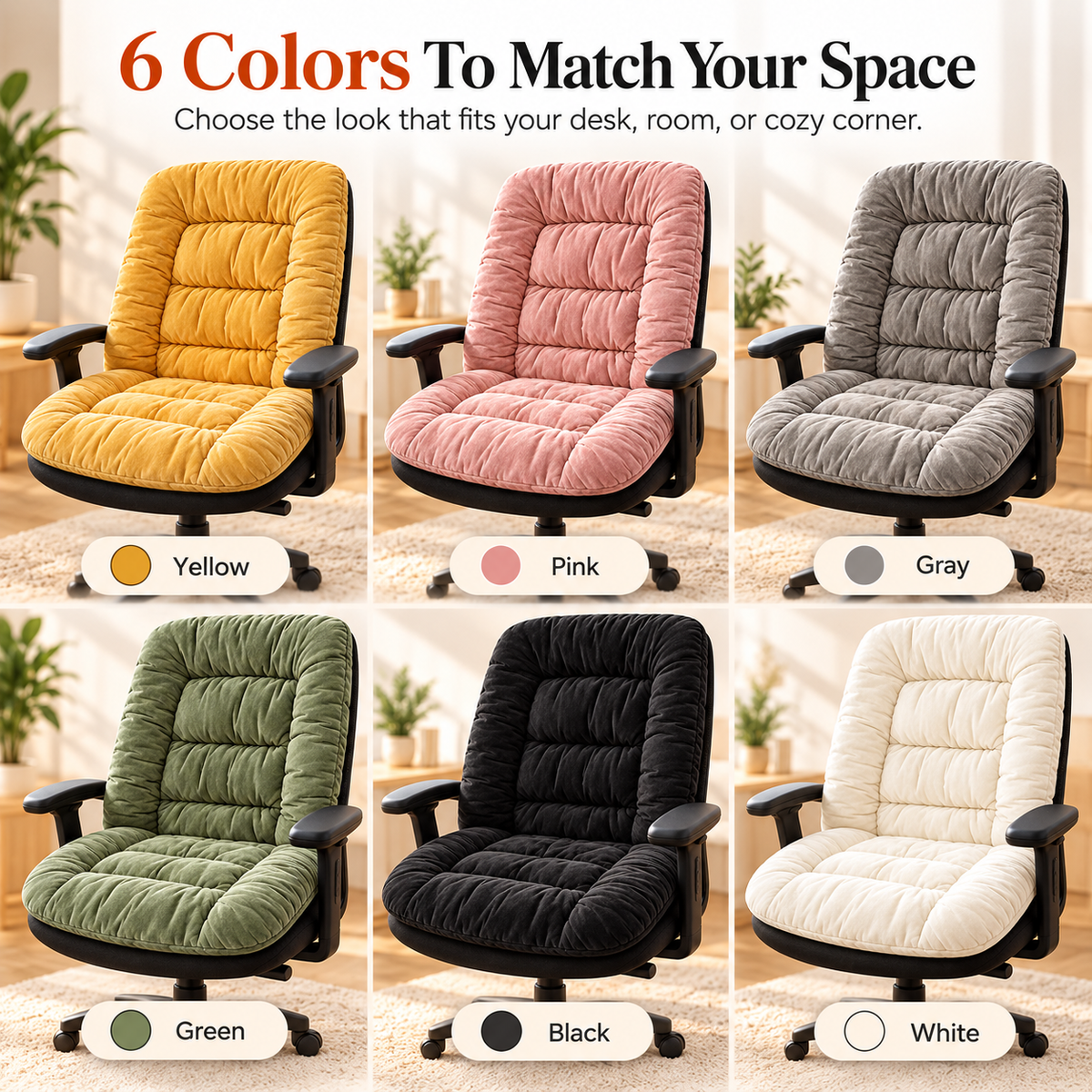 🔥🪑 Cozy Heated Office Chair Cushion ✨ Plush Quilted Seat & Back Warmer with Remote Control ⏱️❄️ Soft Comfort for Home & Office 💖🌈 6 Colors Available!