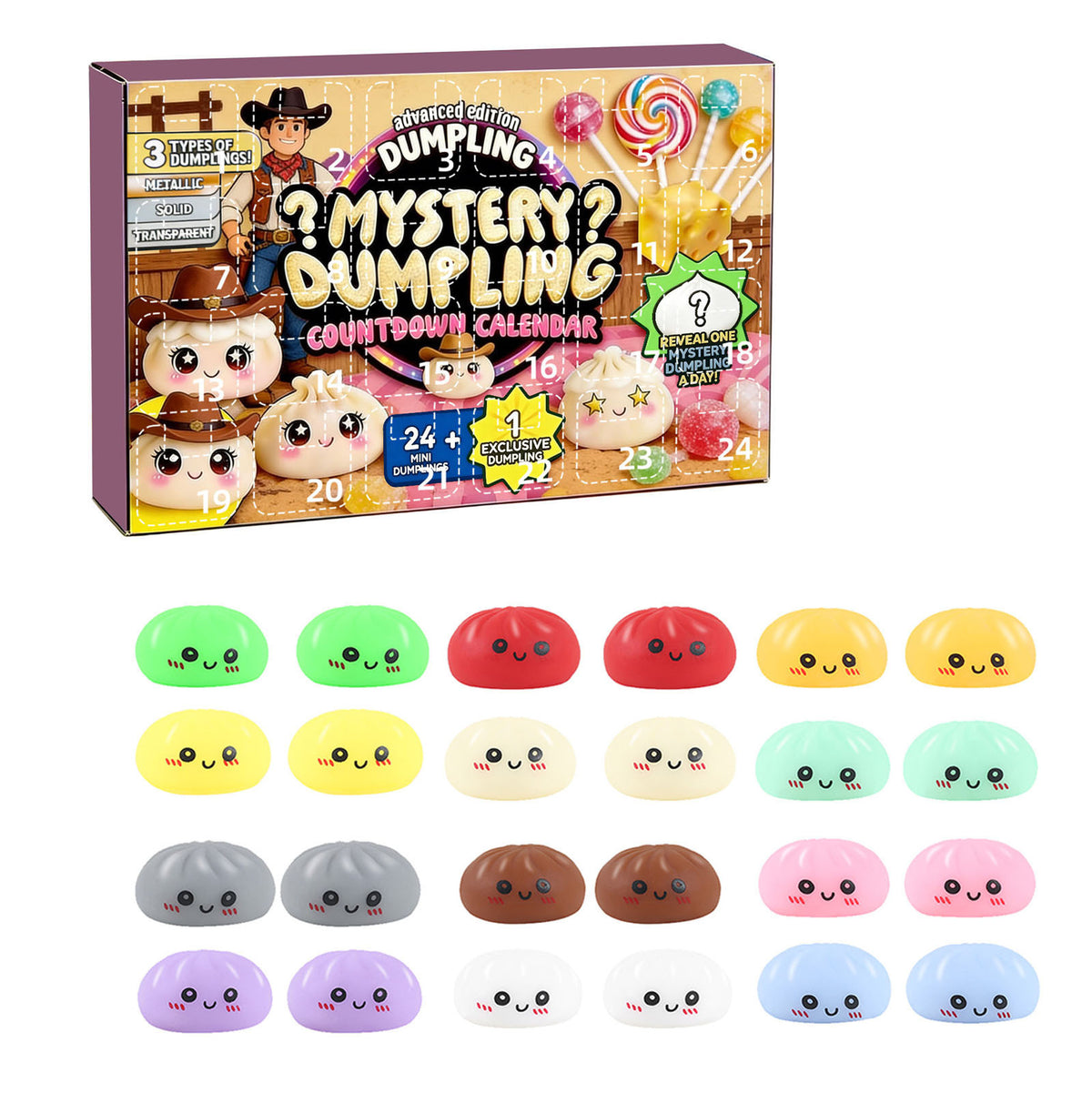 🥟Christmas Mystery Dumpling Advent Calendar Blind Box—Stress-Relief Blind Box Toy for Adults🎁