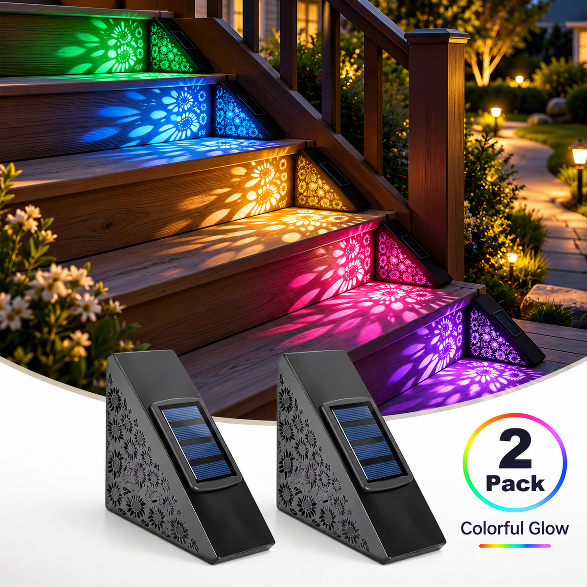 Hot sales🔥2-Pack Solar Step Lights Outdoor