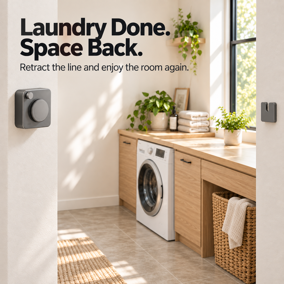 Space-Saving Retractable Clothesline with Adjustable Tension