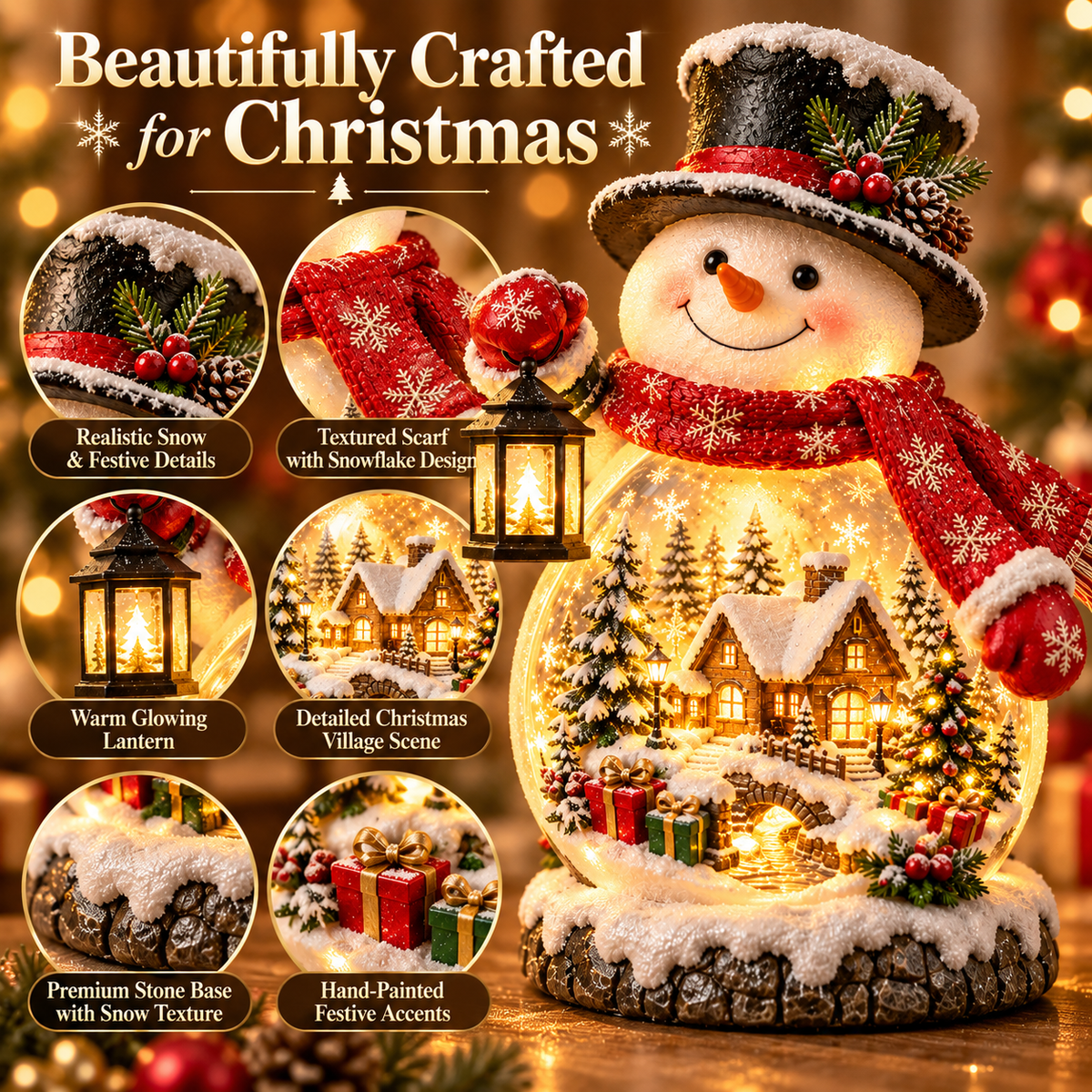 🔥 50% OFF Today ✨ Christmas Village Snowman Glow – Lighted Holiday Tabletop Decor