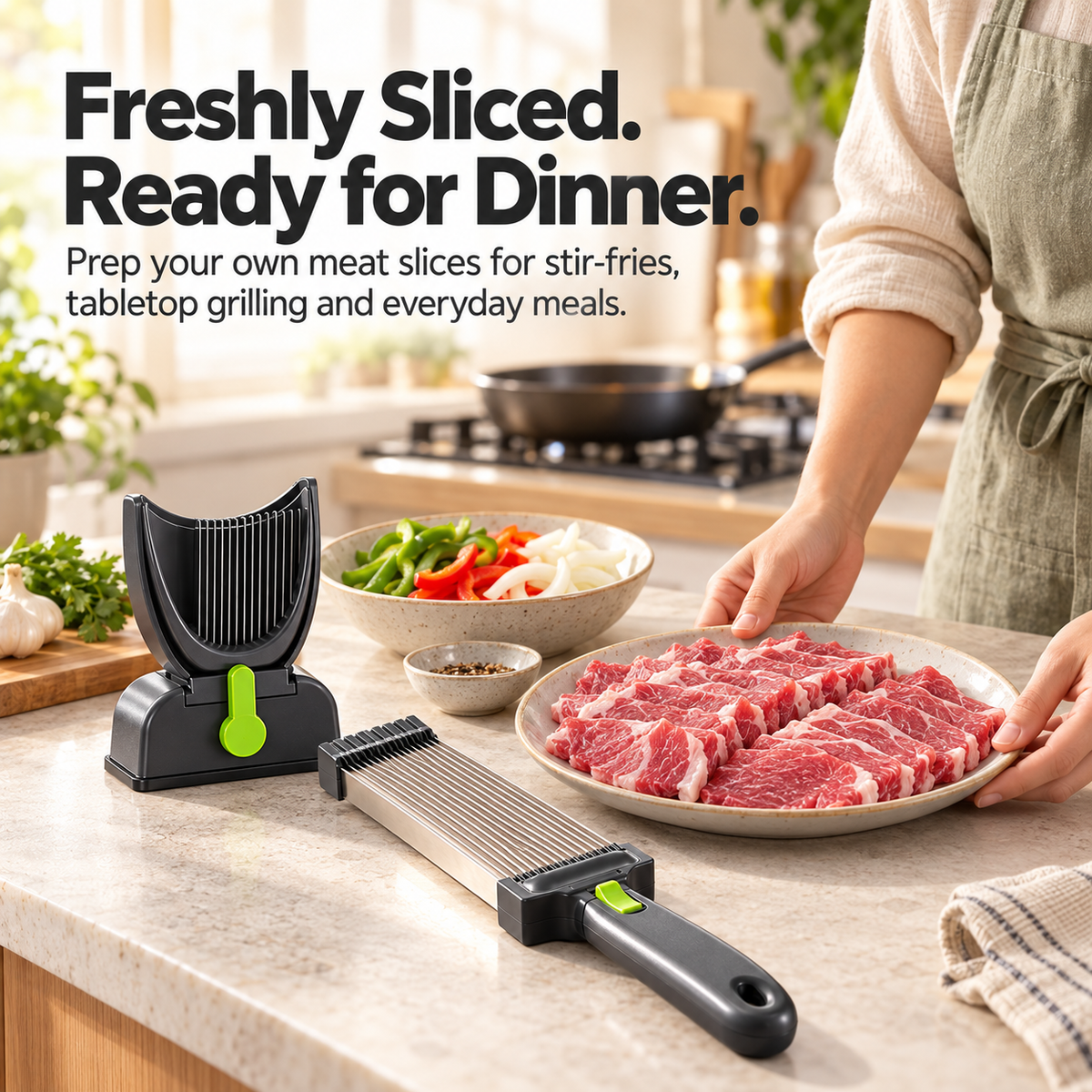 Manual Multi-Blade Meat Slicer — Neater Slices, Less Knife Work