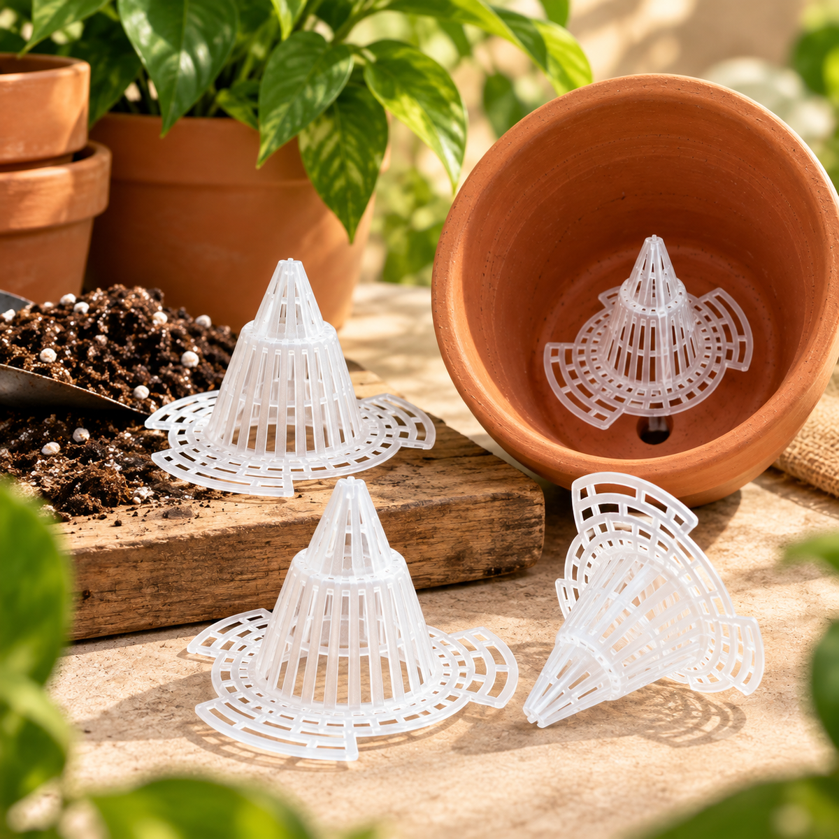 Keep Soil In. Let Water Out. 🌱40 PCS Cone-Shaped Plant Pot Drainage Screens