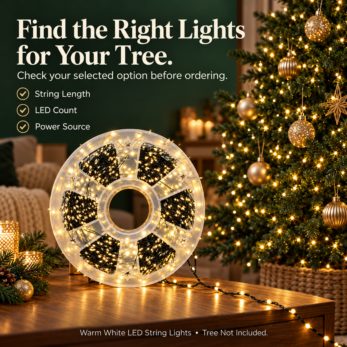 7.4 inches 600LEDs 🌲Christmas Glow LED String Lights – With Storage Reel