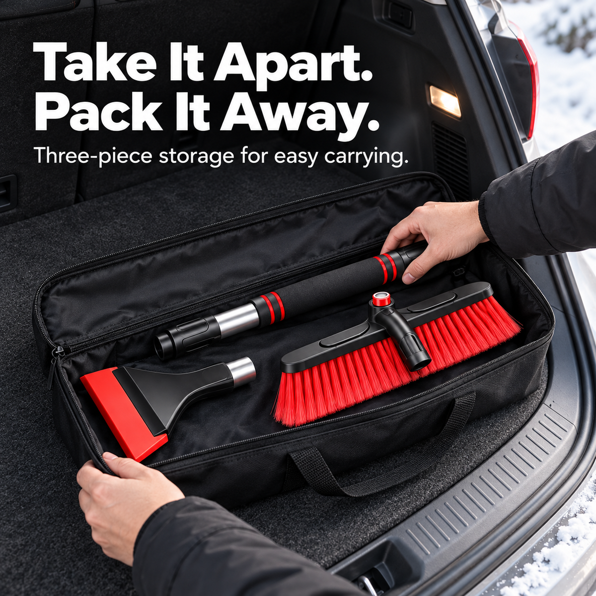 ❄️ 47.2″ Extendable Snow Brush & Ice Scraper — Reach Farther, Pack Smaller
