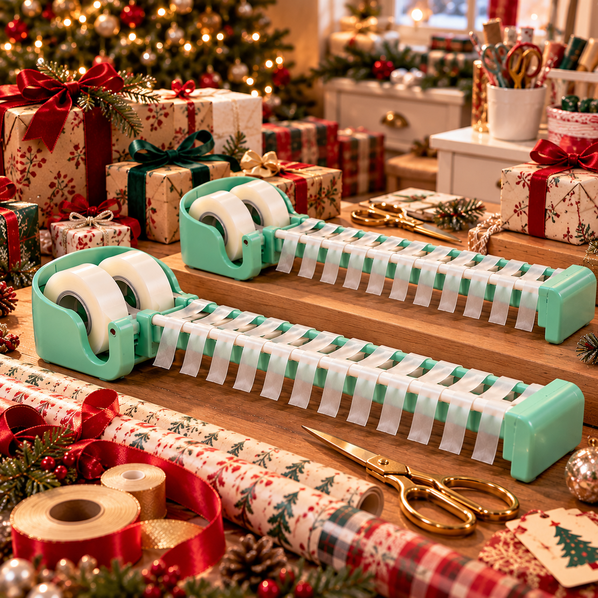 🎁✂️ Tape Zoomie 2-Pack – 18 Ready Tape Strips for Faster Gift Wrapping 🎄✨