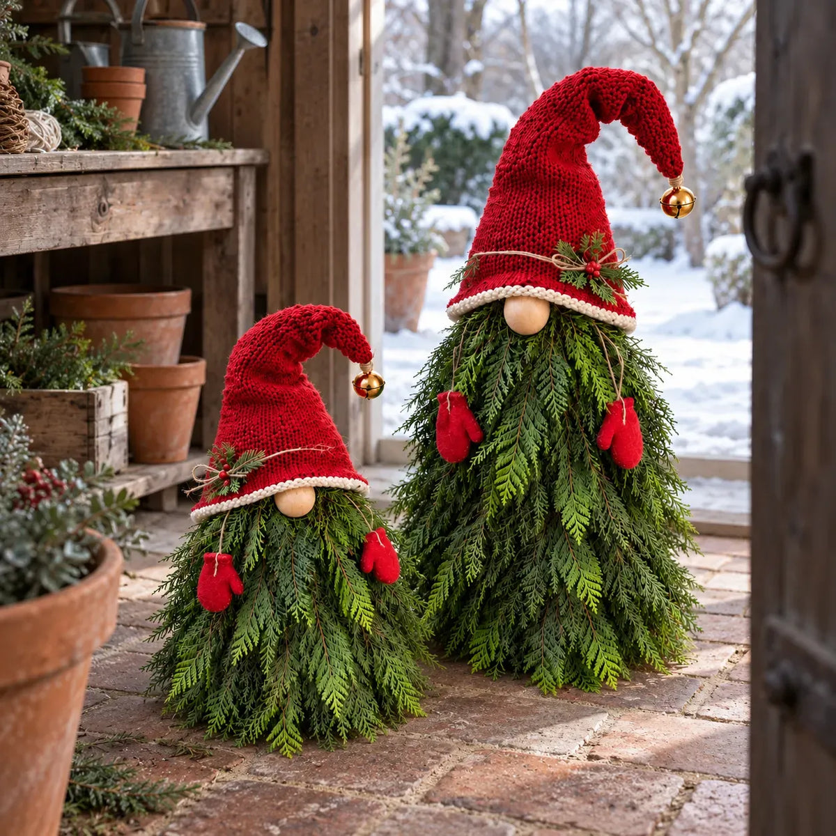2-Piece Whimsical Winter Gnome Porch Set