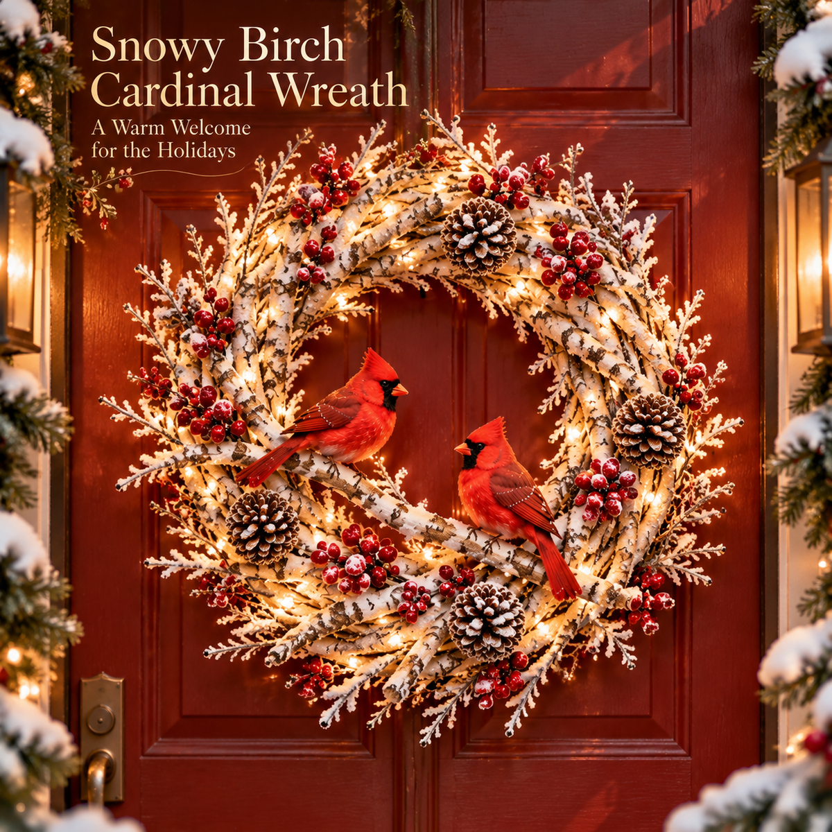 🎄🐦 Cardinal Winter Glow™ | Lighted Christmas Wreath