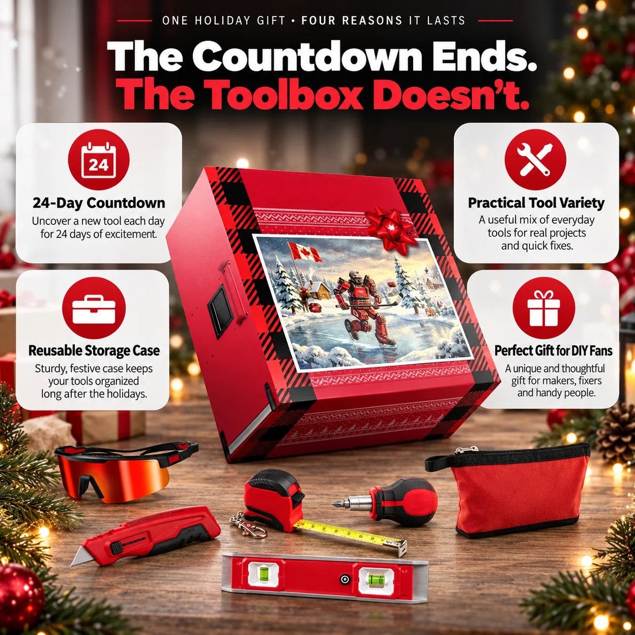 Christmas tool countdown gift with practical tools for use after the holidays
