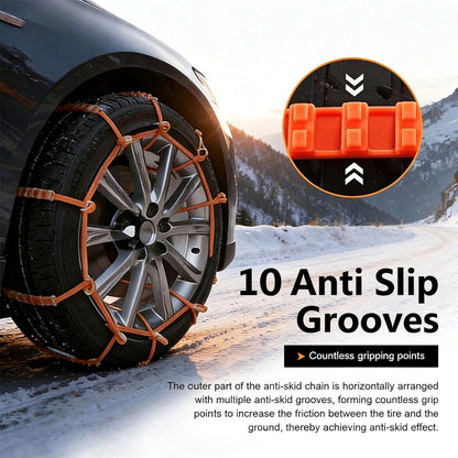 ❄️ 10 Pcs Universal Winter Car Snow Chains – Emergency Anti-Skid Tire Chains for Safe Driving 🚗