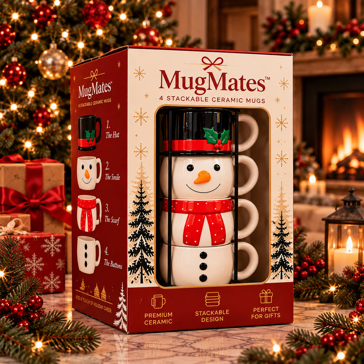 🎄MugMates™ Christmas Mug Set — Sip & Stack