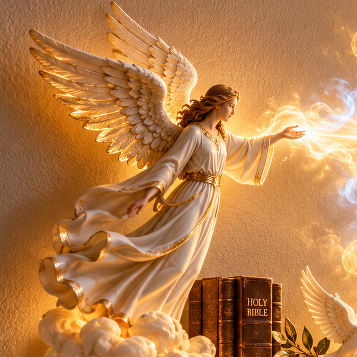 ✝️✨ Divine Light of Faith™ – 3D Illuminated Mural of Jesus and Angels