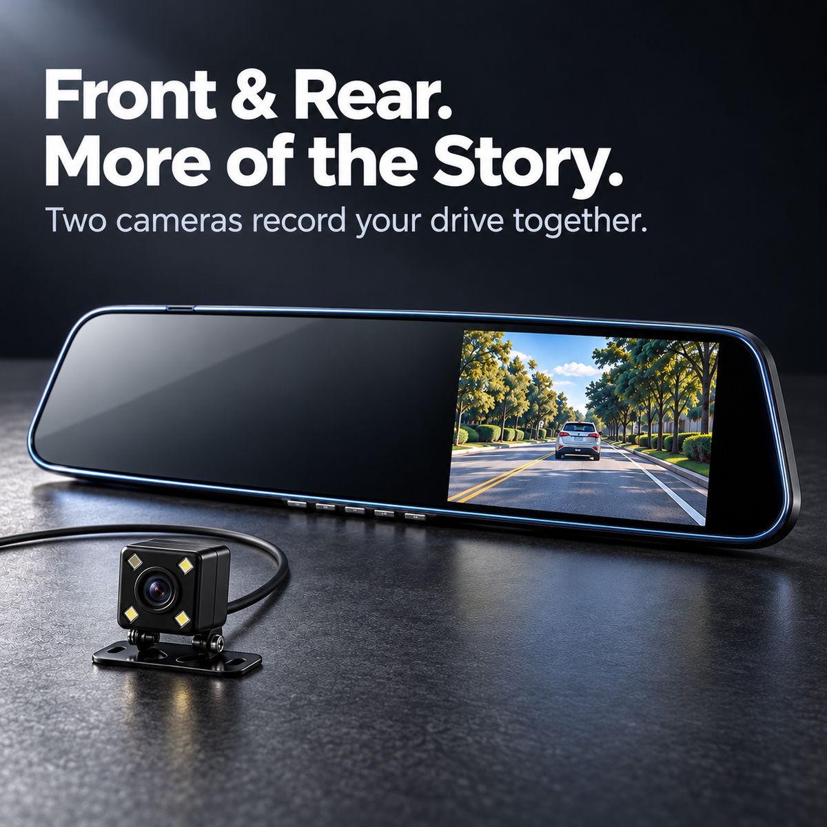 👆 One Tap. Two Views. — Front & Rear Touchscreen Mirror Dash Cam
