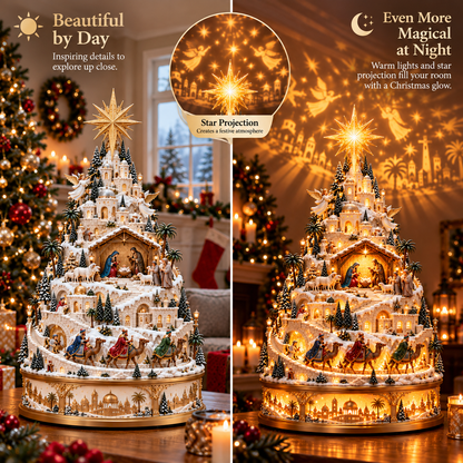✝️ Illuminated Nativity Christmas Village – Bethlehem Story Light-Up Holiday Centerpiece