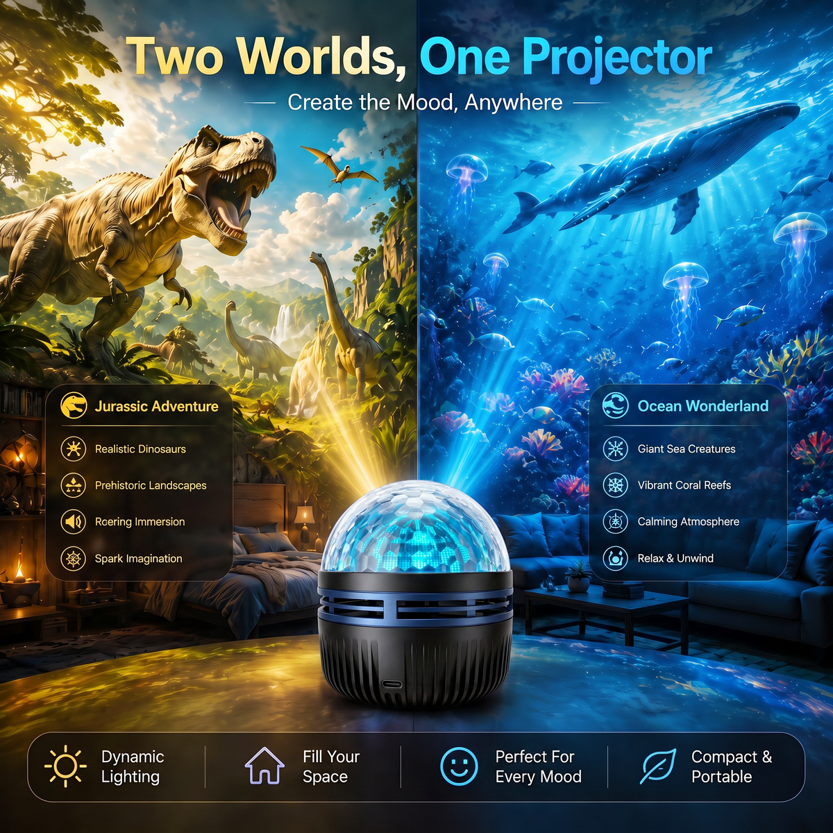 🎀360° Smart Holographic Starry Sky Projector (HD Smart Dynamic 5D)