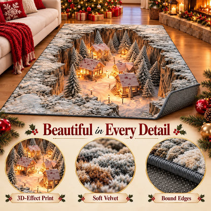 ✨🎄 Magical 3D Christmas Village Rug – Bring Winter Wonderland to Your Home! ❄️