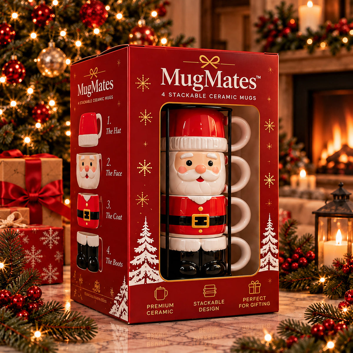 🎄MugMates™ Christmas Mug Set — Sip & Stack
