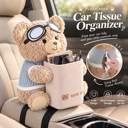 Plush Bear Car Organizer & Tissue Holder