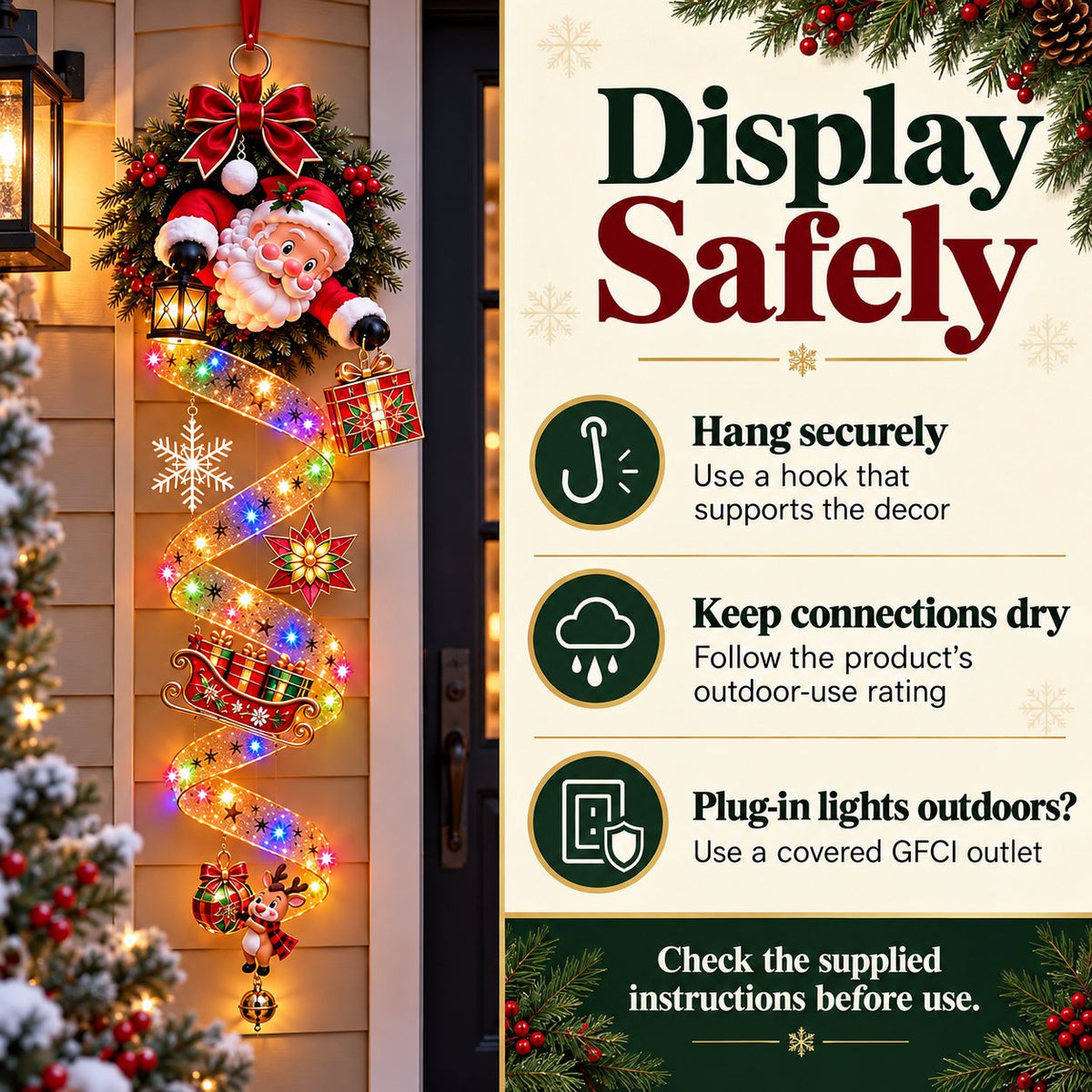 🎄 Let the Holidays Shine Through | Stained-Glass Door Decor
