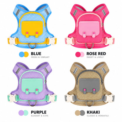 🐶 Dog Backpack Harness & Leash Set – Breathable Walking Vest with Storage Pocket
