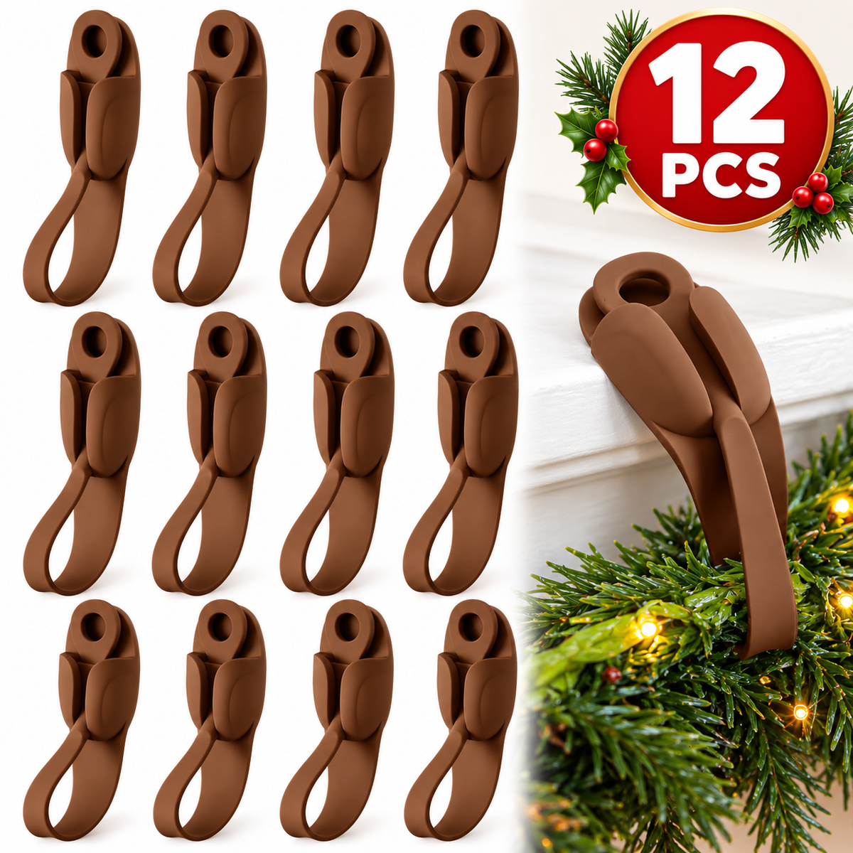 🎄🌿 No-Drill Christmas Garland Hangers ✨🏡 | Flexible Silicone Hooks for Mantels & Staircases