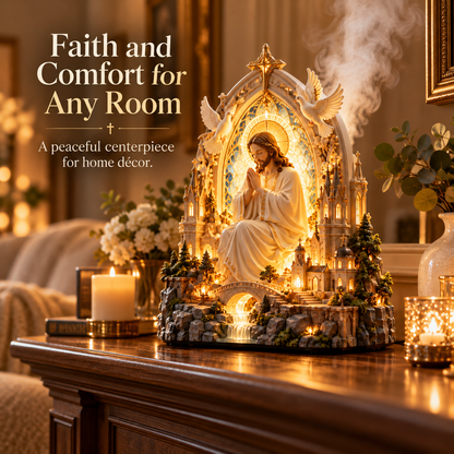 ✝️✨ Sacred Serenity™ – Lighted Jesus Prayer Aroma Diffuser with Gentle Mist | A Beautiful Gift of Faith & Peace ❤️