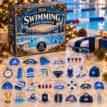 🏊 Swimming Advent Calendar 2026 – 24 Acrylic Swimming Ornaments 🎄 | Christmas Gift for Swimmers 🎁