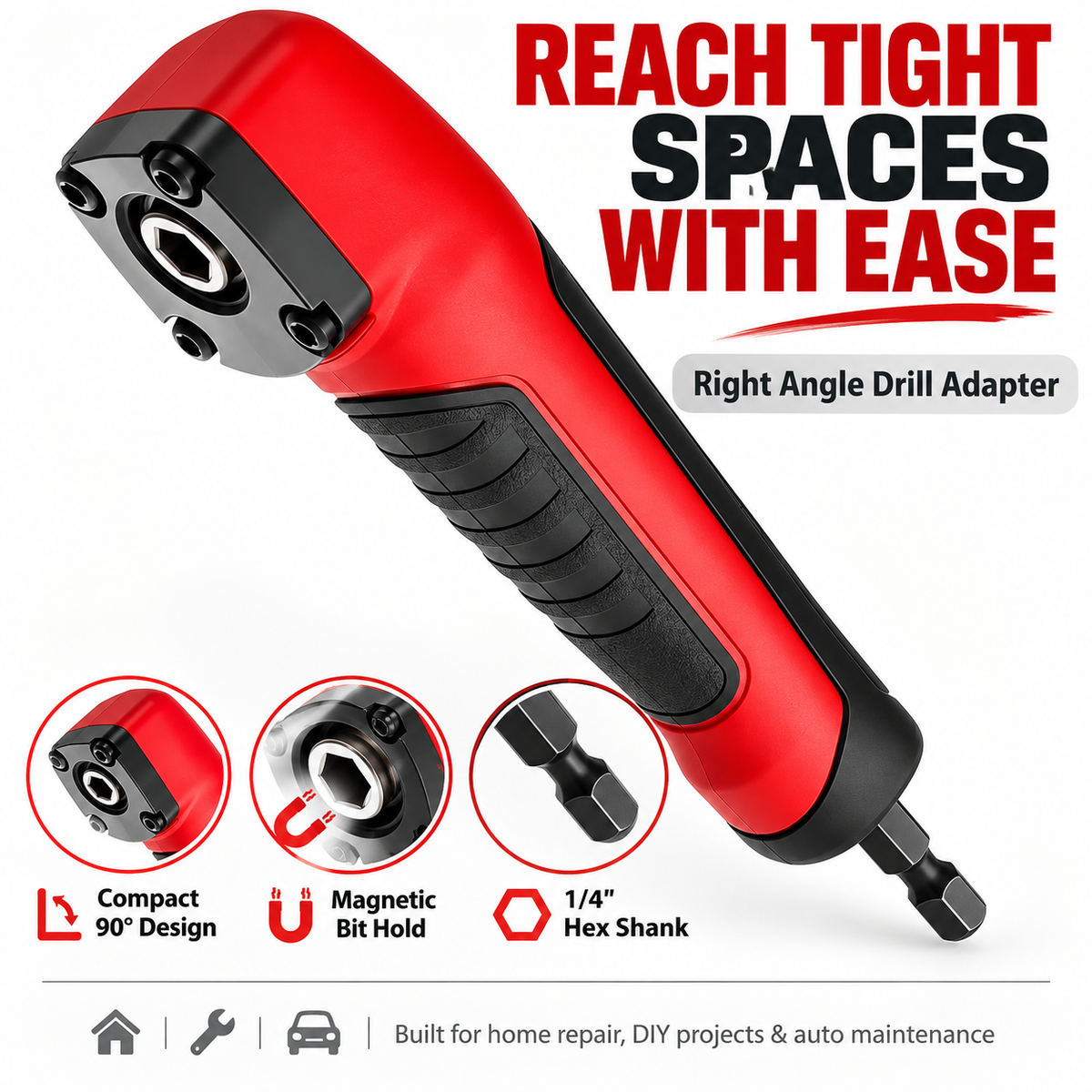 🧰90° Right Angle Drill Adapter – Reach Screws in Tight Spaces