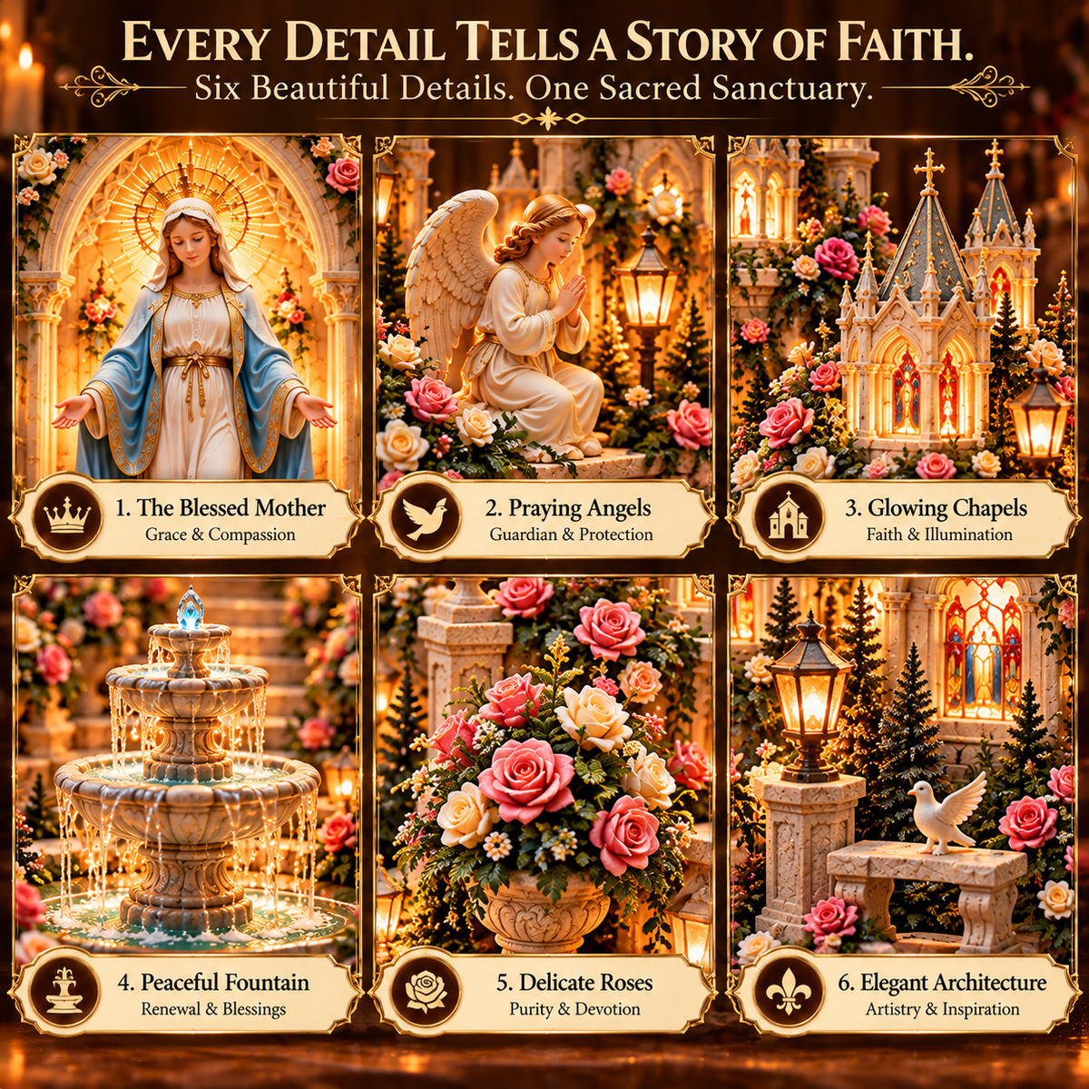 🌹🙏 Virgin Mary Prayer Sanctuary – Lighted Faith & Grace Display