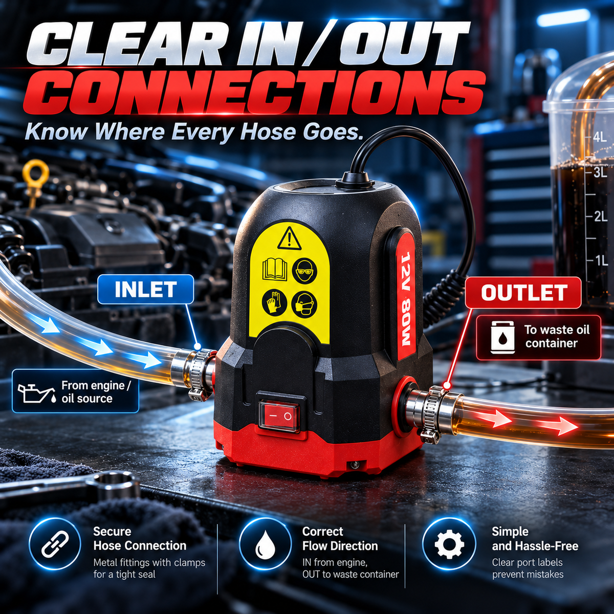 🔧 12V 80W Electric Oil Extractor Pump – Skip the Messy Oil Changes, Extract Used Oil with Ease! ⚡