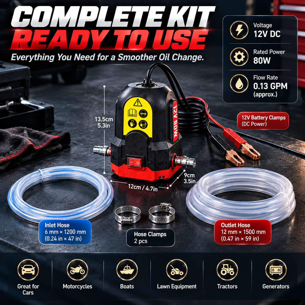 🔧 12V 80W Electric Oil Extractor Pump – Skip the Messy Oil Changes, Extract Used Oil with Ease! ⚡