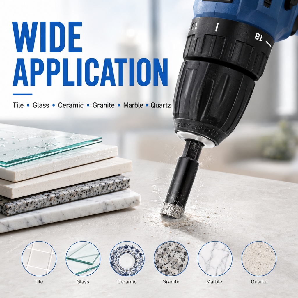Diamond Drill Bits Set-Brazed Diamond Drill Bits for Precision Drilling in Tile Ceramic Glass Granite Marble Masonry