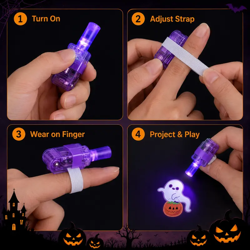 👻 36PCS Halloween Finger Projector Lights - Spooky Fun at Your Fingertips