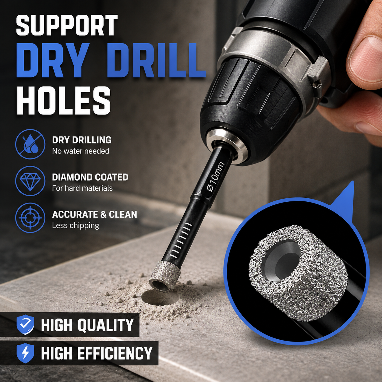 Diamond Drill Bits Set-Brazed Diamond Drill Bits for Precision Drilling in Tile Ceramic Glass Granite Marble Masonry