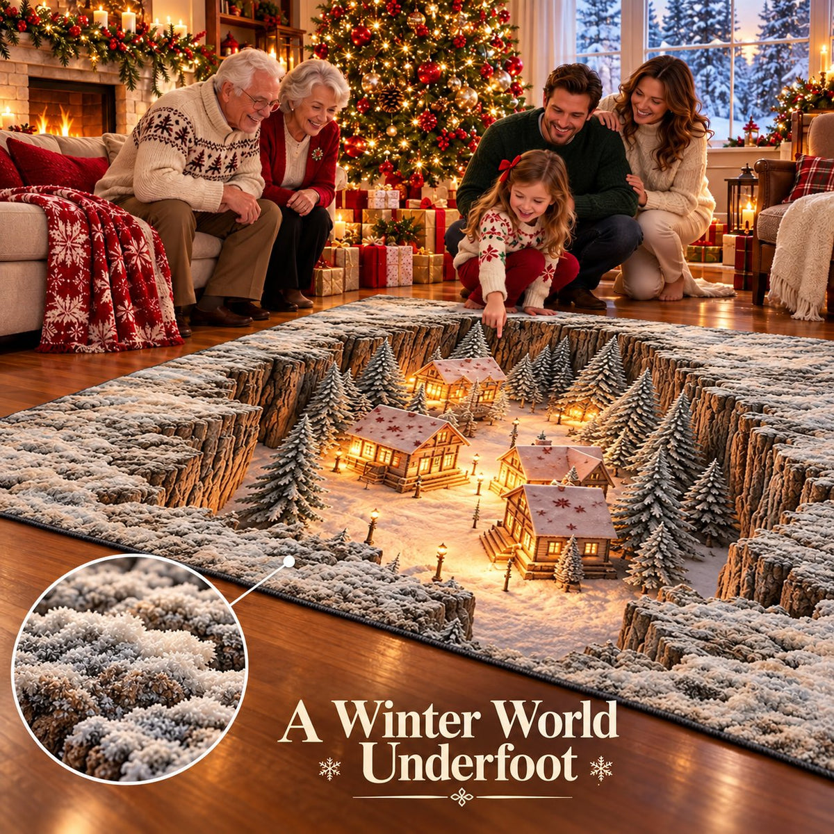 ✨🎄 Magical 3D Christmas Village Rug – Bring Winter Wonderland to Your Home! ❄️