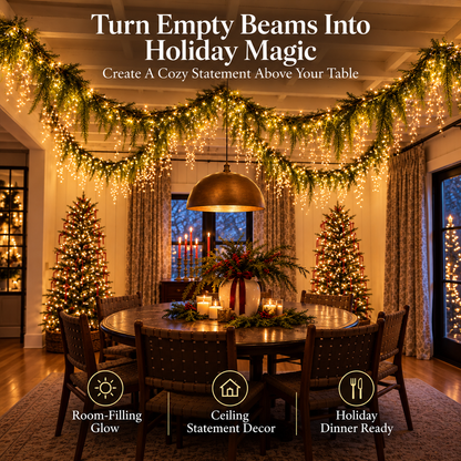 🎄 Pre-Lit Christmas Garland with Warm White Fairy Lights