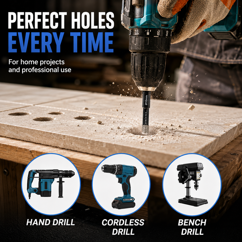 Diamond Drill Bits Set-Brazed Diamond Drill Bits for Precision Drilling in Tile Ceramic Glass Granite Marble Masonry