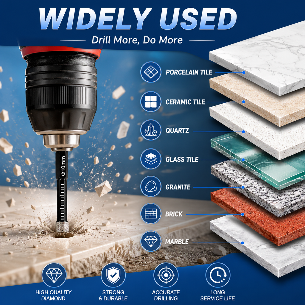 Diamond Drill Bits Set-Brazed Diamond Drill Bits for Precision Drilling in Tile Ceramic Glass Granite Marble Masonry