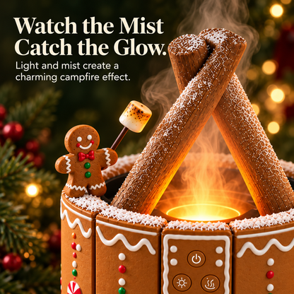 🎄 Mini Christmas Campfire Mist Lamp – Cozy LED Holiday Tabletop Decor