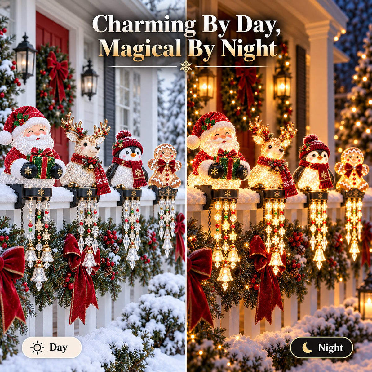 🎄Christmas Porch Railing Lights – 4 Festive Character Designs