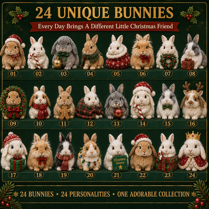 🐇 2026 Christmas Bunny Advent Calendar | 24 Collectible Mini Bunny Figurines, Christmas Countdown Gift for Kids & Bunny Lovers