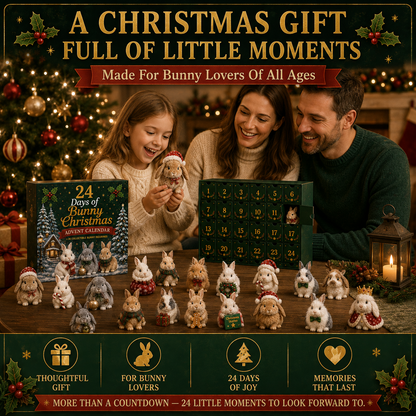 🐇 2026 Christmas Bunny Advent Calendar | 24 Collectible Mini Bunny Figurines, Christmas Countdown Gift for Kids & Bunny Lovers