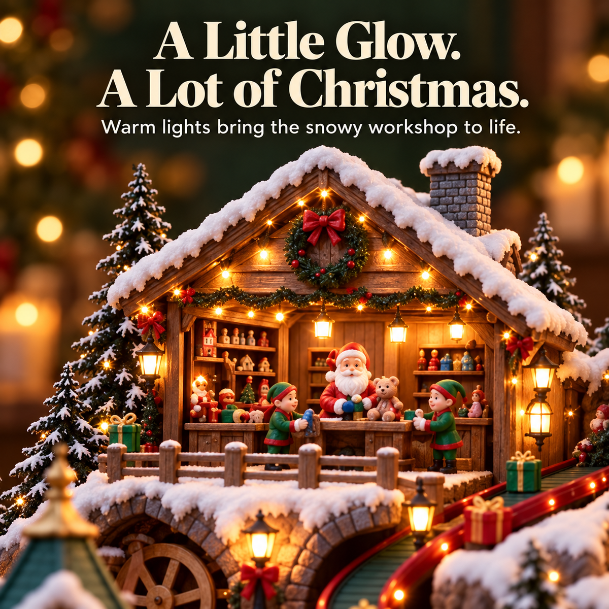 🎄✨ Lighted Christmas Village with Mini Train, Snowy Clock Tower & Festive LED Lights 🚂❄️
