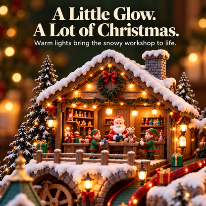 🎄✨ Lighted Christmas Village with Mini Train, Snowy Clock Tower & Festive LED Lights 🚂❄️