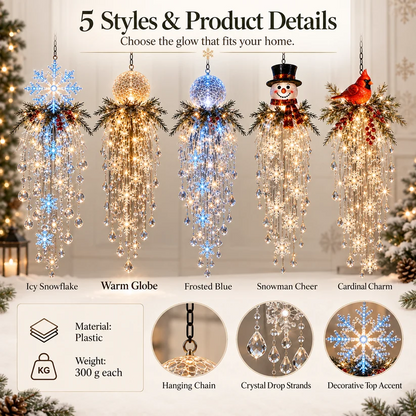 Crystal Cascade Christmas Light™ – Hanging Snowflake & Crystal LED Porch Décor ✨❄️