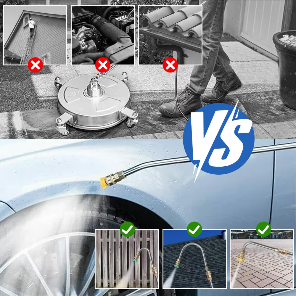 🧹Stainless Steel Power Washer Wand, Angled Extension Lance for Roof Gutter Car Cleaning 💦