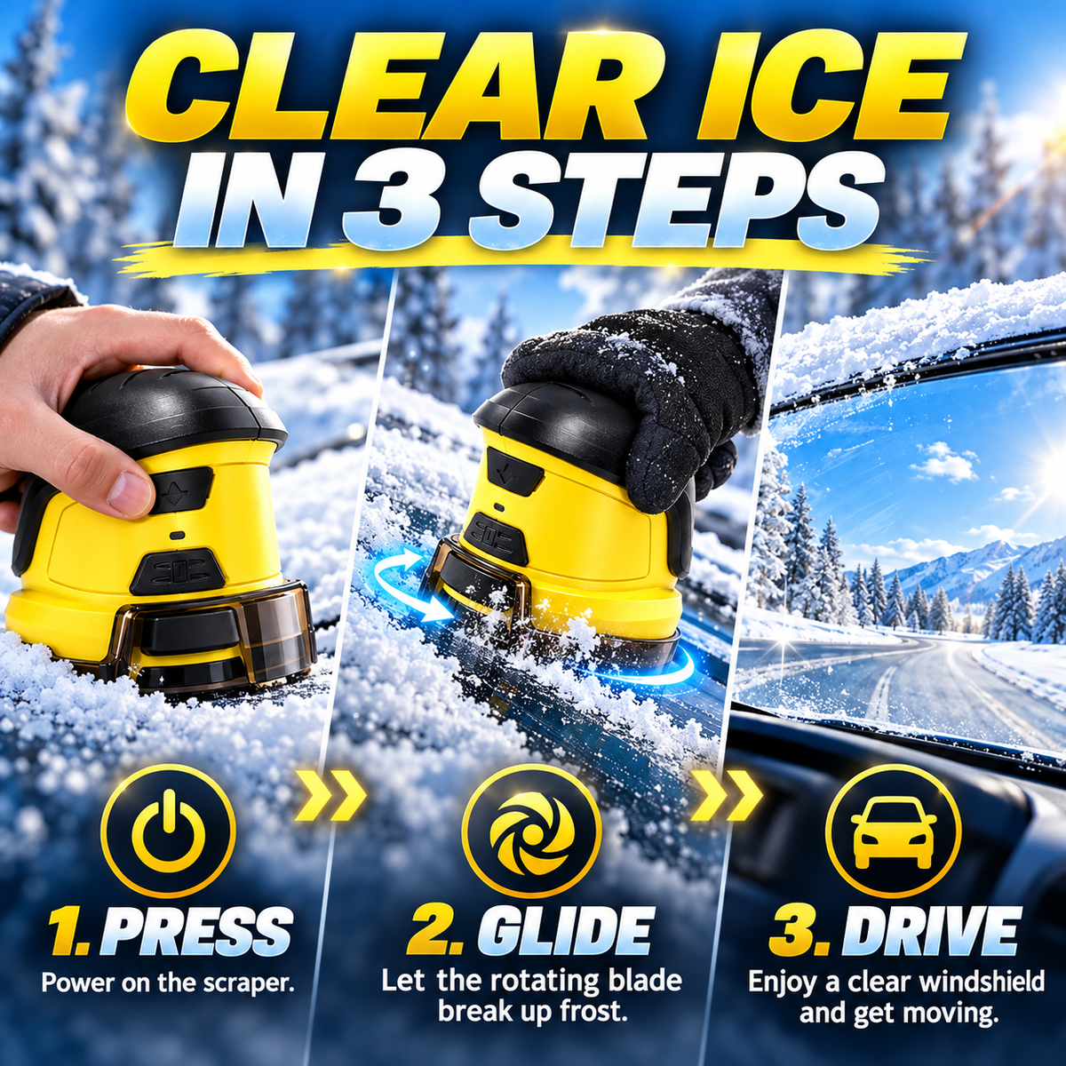 ❄️ Electric Ice Scraper – 1600 RPM Cordless Windshield De-Icer 🚗